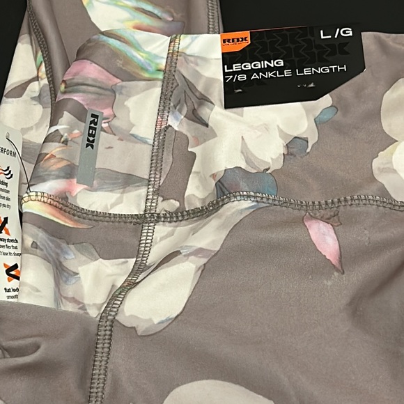 REBOX. TAUPE FLOWER LEGGINGS SIZE L - Picture 9 of 10